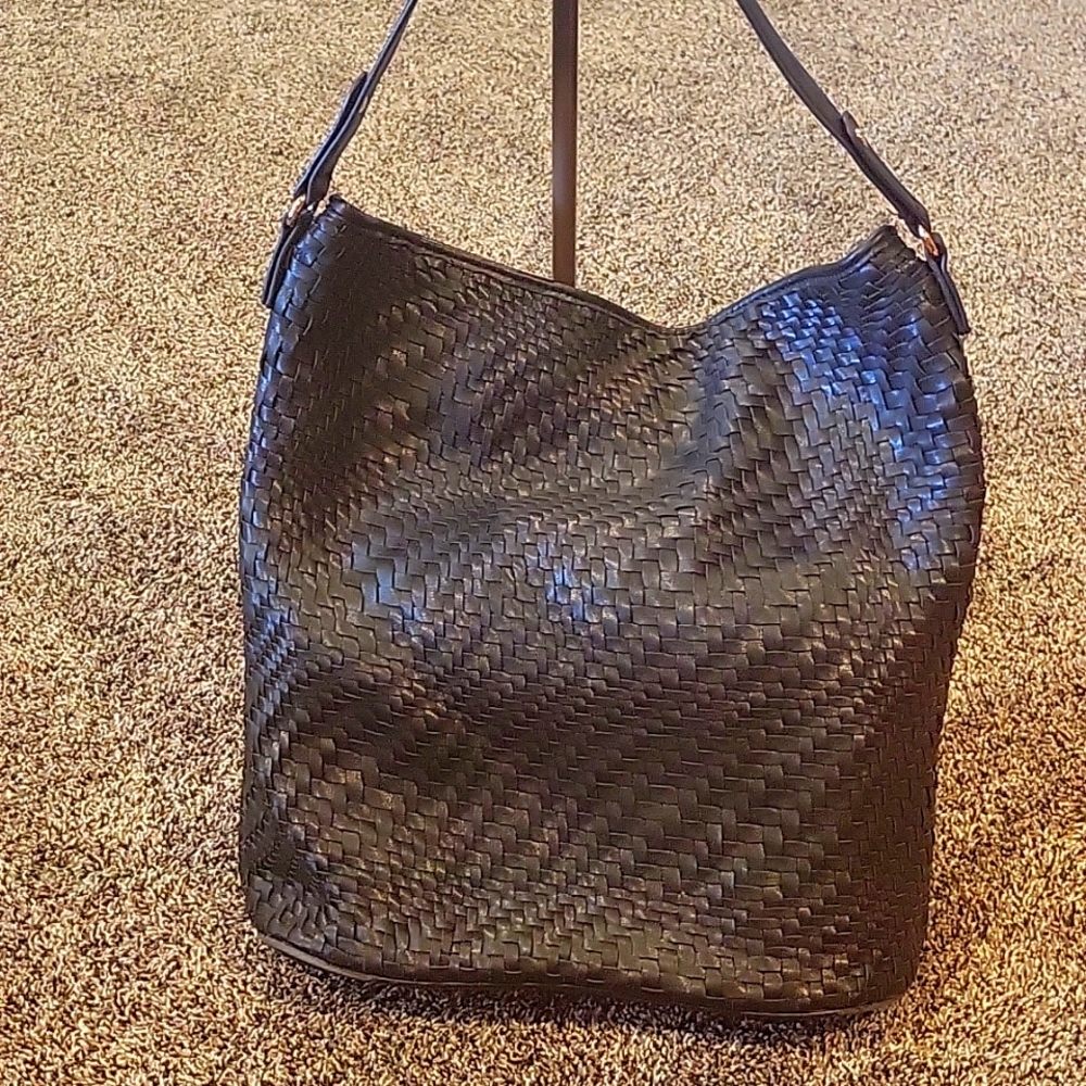 EUC braded faux leather  large bucket bag